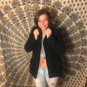 Black Polar Fleece Pea Coat